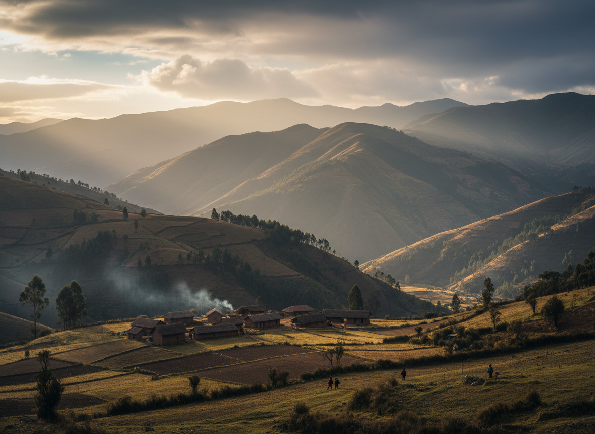 Paisaje andino ecuatoriano al atardecer